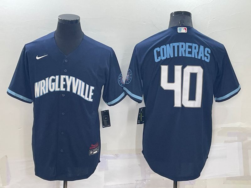 Men Chicago Cubs #40 Contreras Blue City Edition Game Nike 2022 MLB Jersey->chicago cubs->MLB Jersey